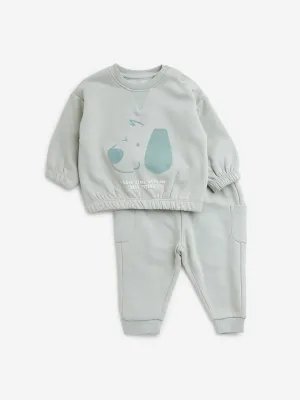 HOP Baby Sage Animal Design Sweatshirt with Joggers Set