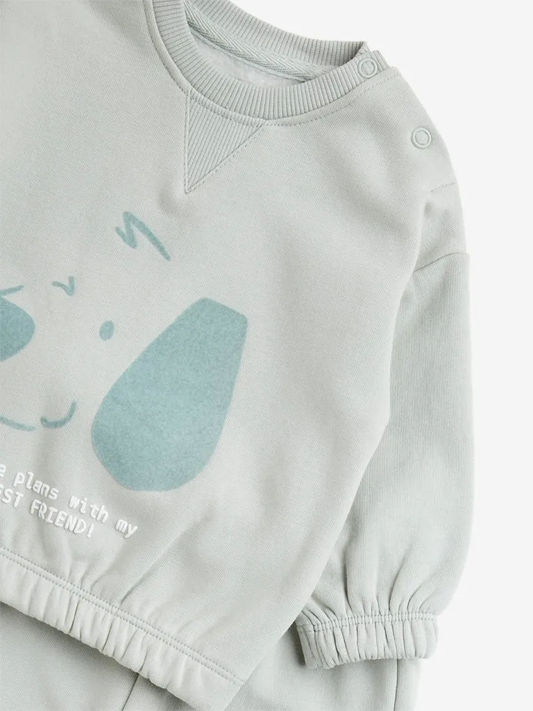 HOP Baby Sage Animal Design Sweatshirt with Joggers Set