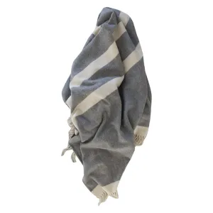 HUDSON 100% WOOL THROW BLANKET GREY