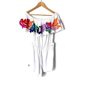 J. Marie White Embroidered “The Maya” Romper NWT- Size M