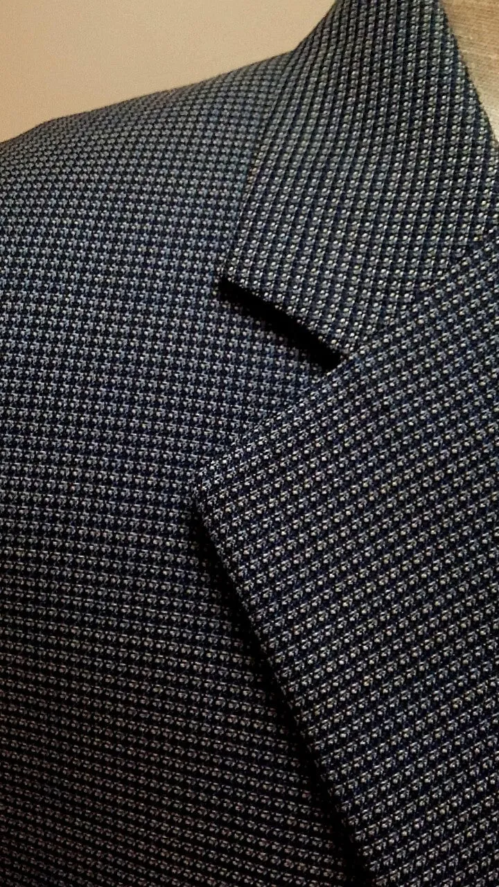 Jack Victor 'Saville-Row'- Blue Mini Check 100% Wool Sport Coat- size 44R