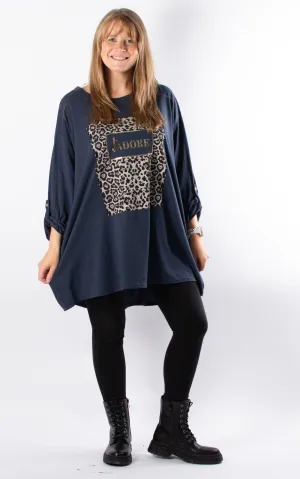 J'Adore Leopard Print T | Navy