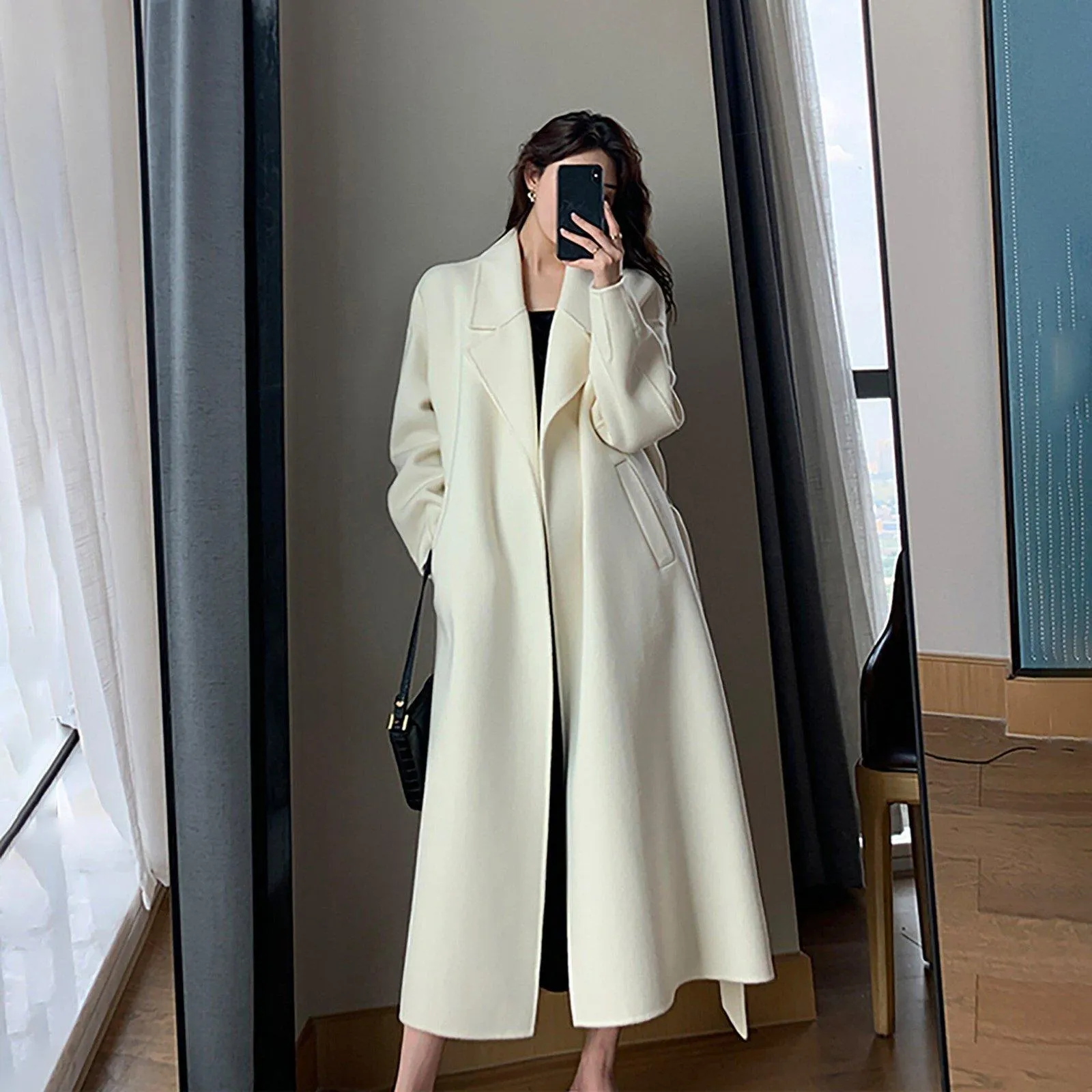 Jane Belted Double Face Wool Long Coat