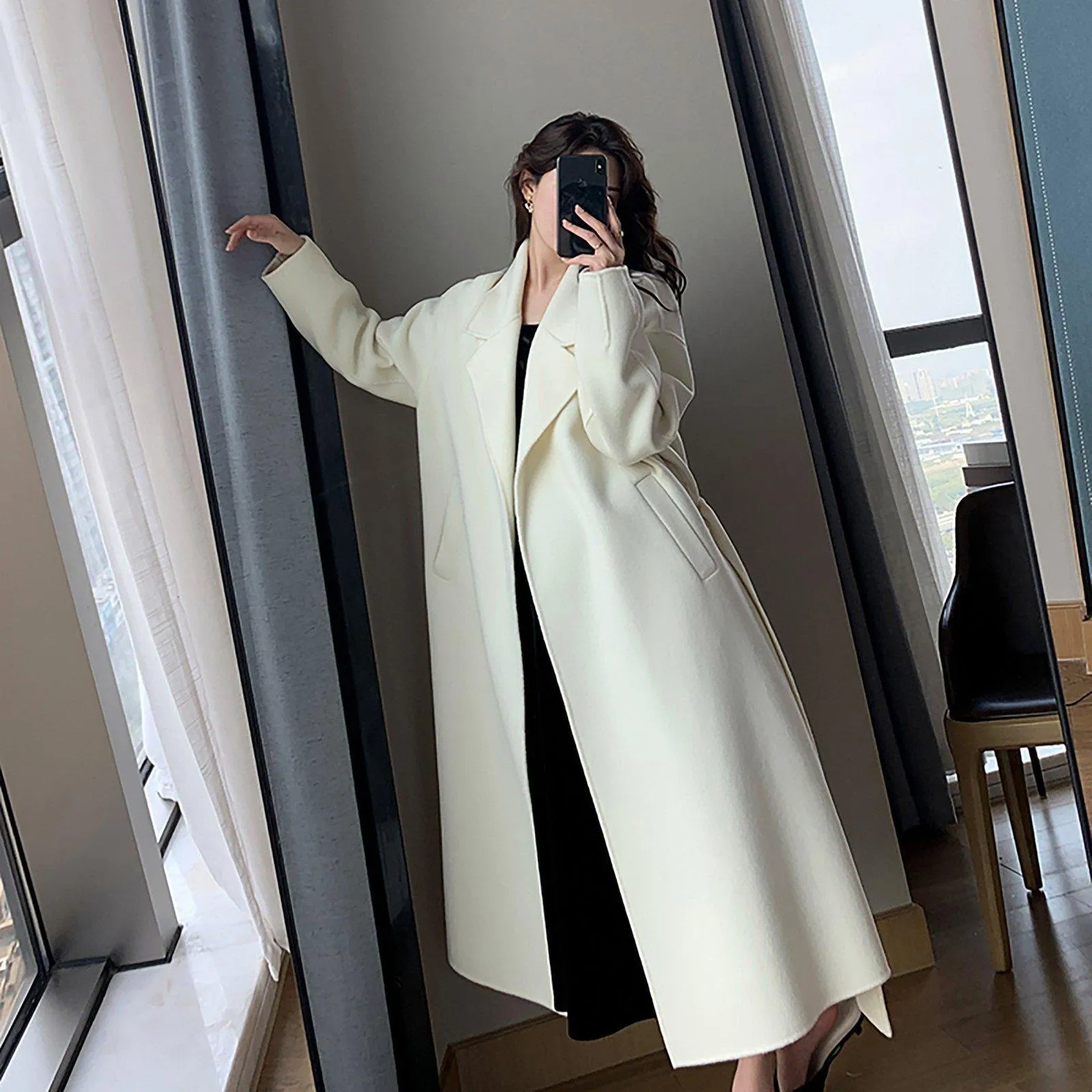 Jane Belted Double Face Wool Long Coat