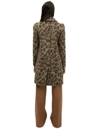 KATE SPADE Women's Brushed Leopard Wool Blend Coat in Hazelnut