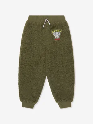 KENZO Boys Faux Shearling Joggers in Khaki