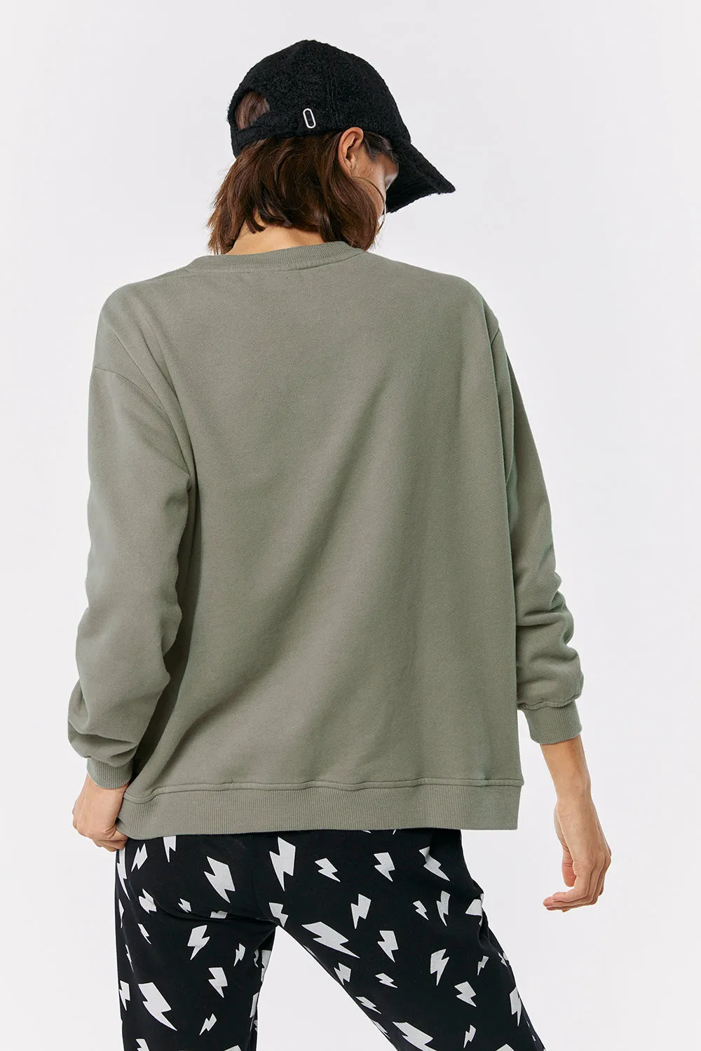 Khaki with Rainbow Lightning Bolt Oversized Sweatshirt