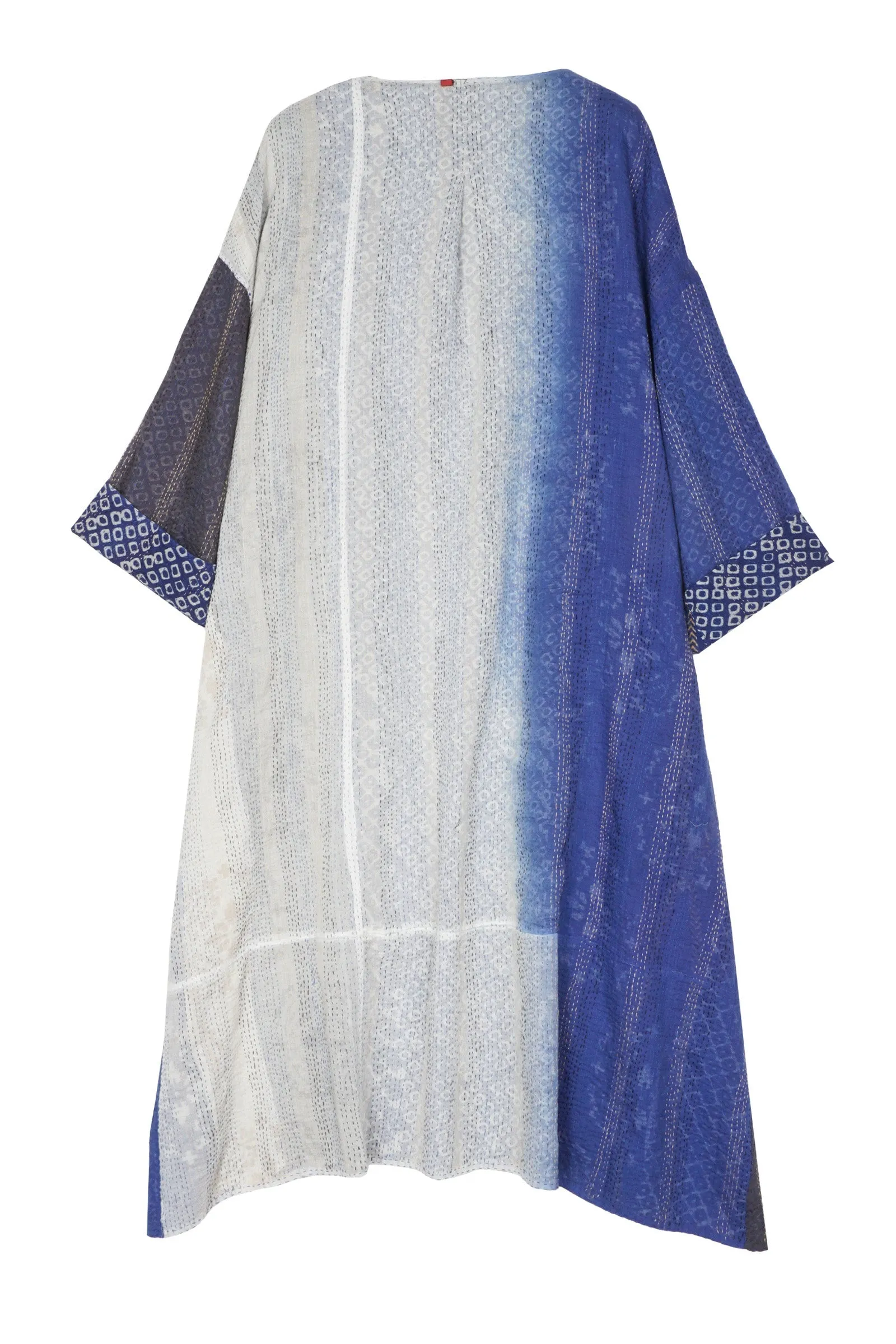 KIMONO COTTON KANTHA LONG DUSTER - kc2328-blu -