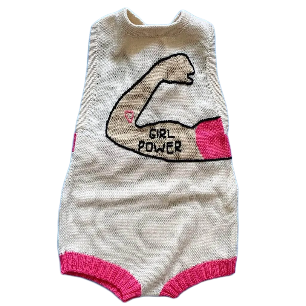 Knit Baby Sleeveless Romper - Girl Power