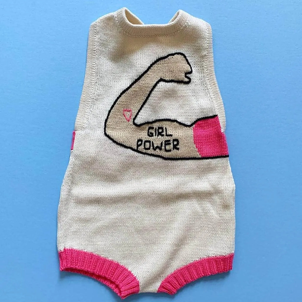 Knit Baby Sleeveless Romper - Girl Power