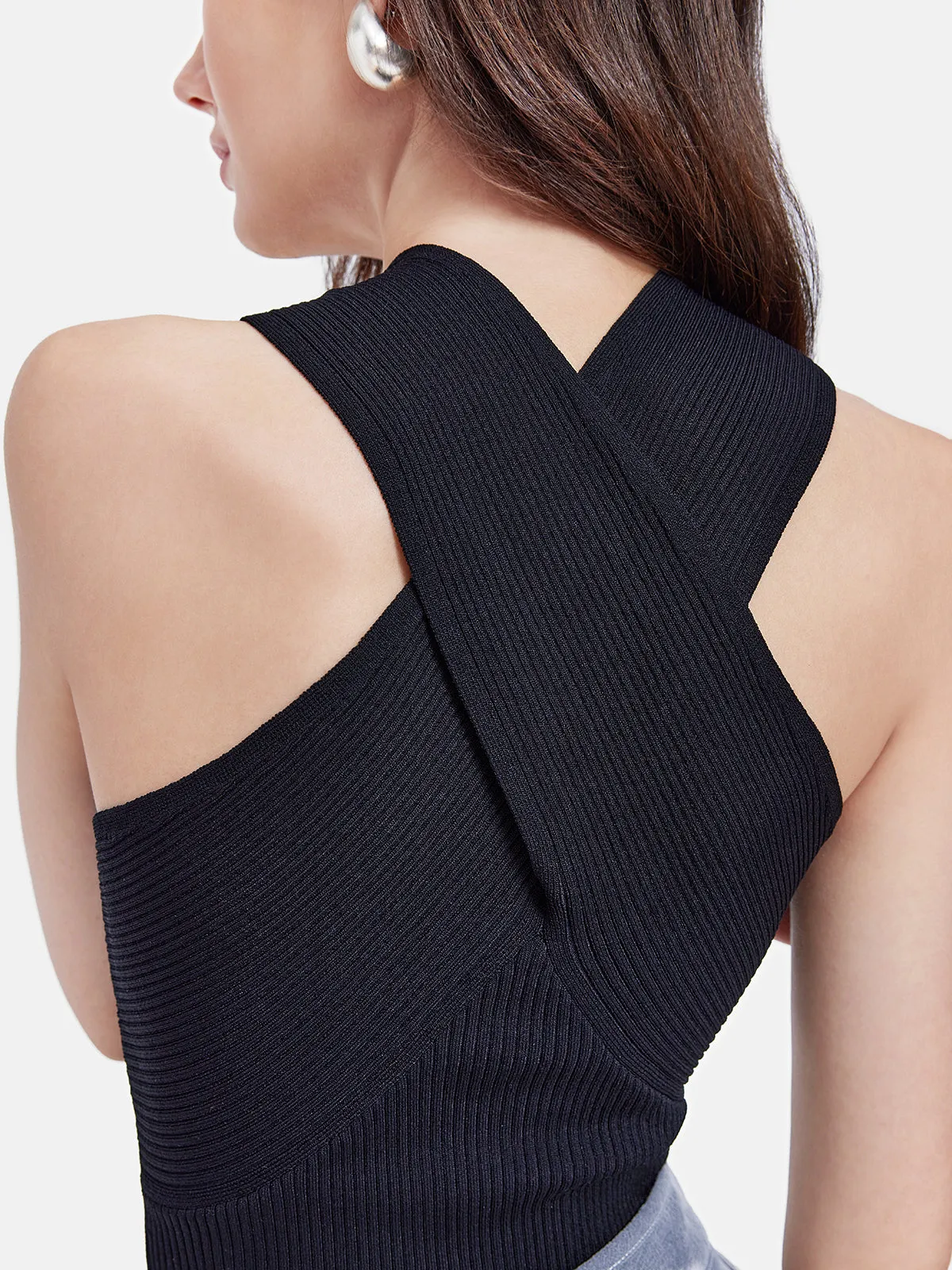 Knitted Cross-Back Tank Vest