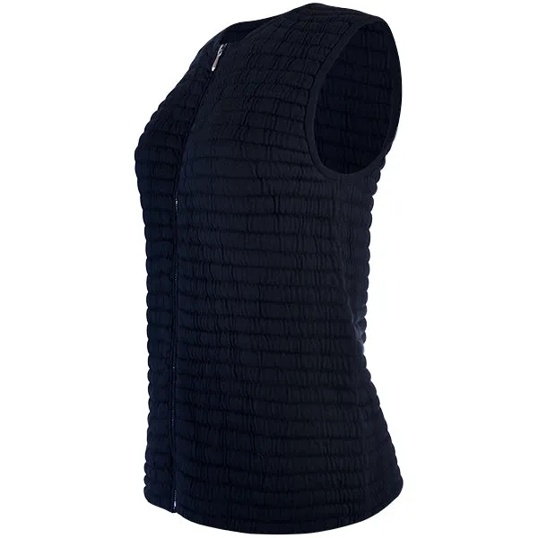 Knitted Zip Sleeveless Vest in Navy