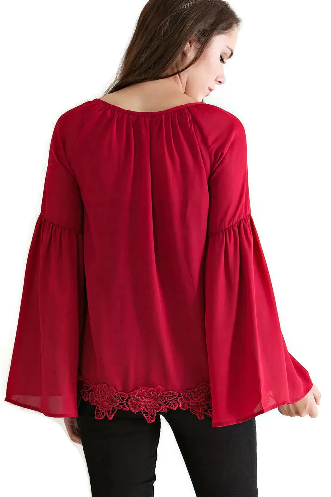 Lace, Bell & Tassel Tunic, Red