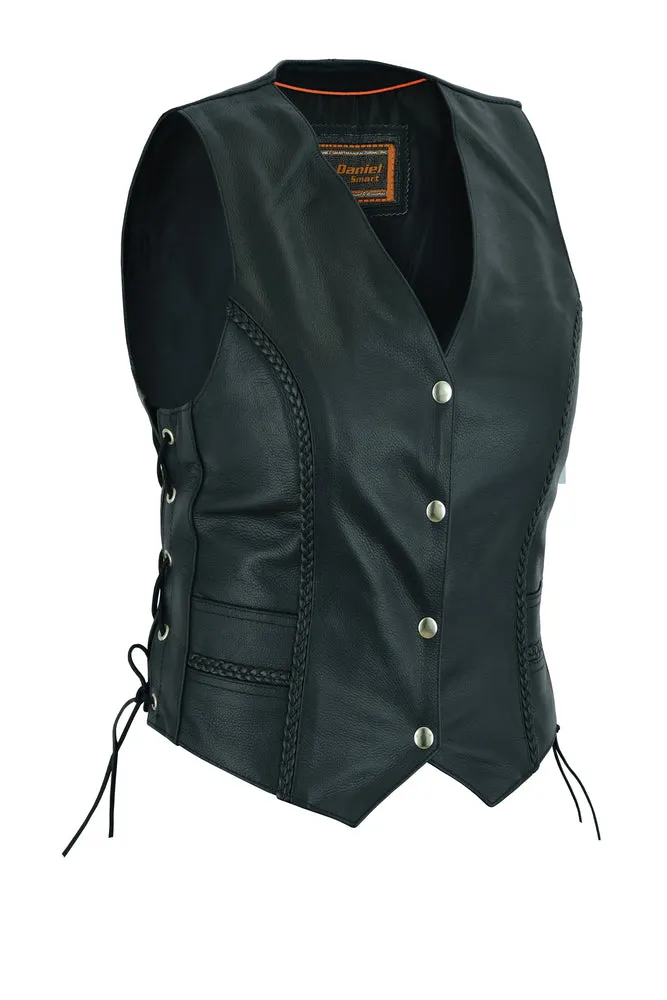 Leather Women's Lightweight Braided Vest