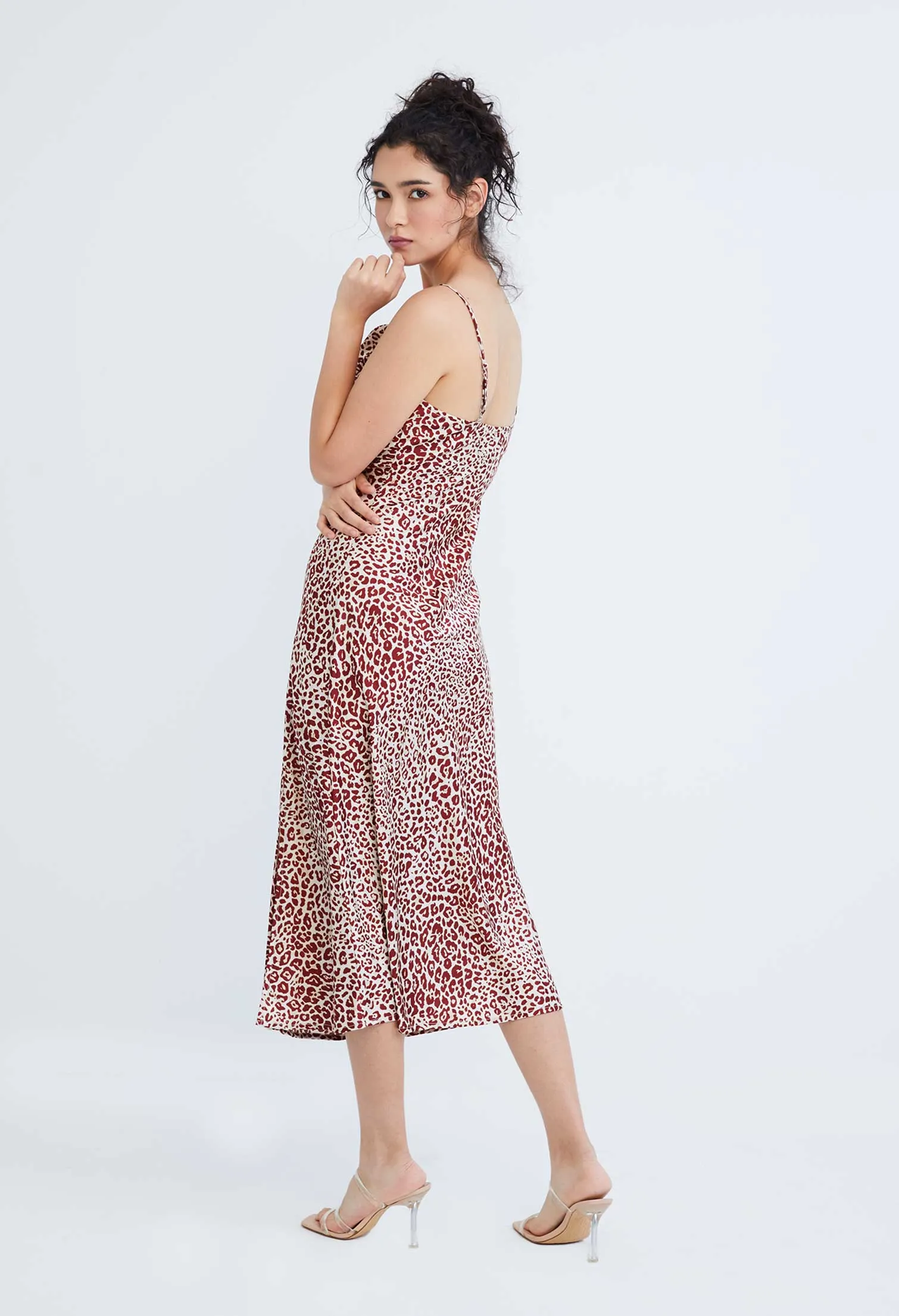 Leopard Spotted Midi Slip Dress