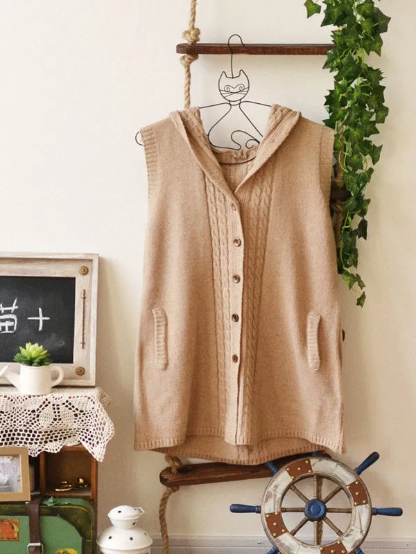 literary hooded knit vest