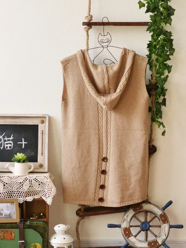 literary hooded knit vest