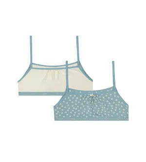 Lot de 2 brassières filles en coton à motifs Fleurs Crème Les Pockets