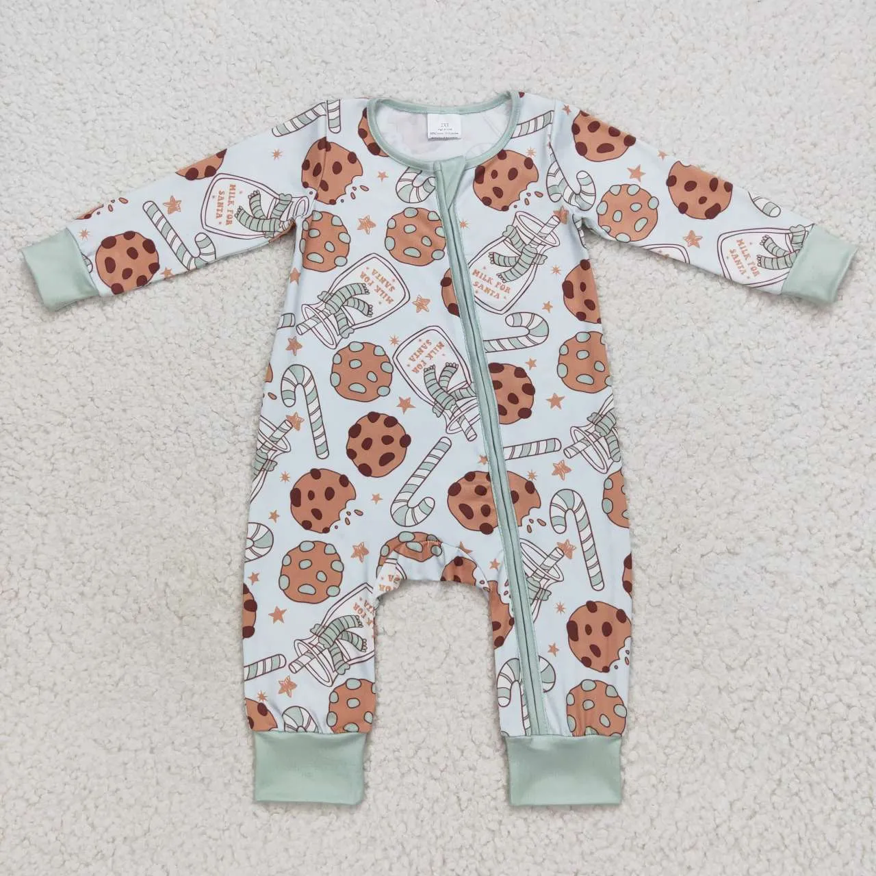 LR0631 baby green boy christmas cookie candy onesie