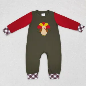 LR0670  baby boy clothes turkey embroidery thanksgiving romper