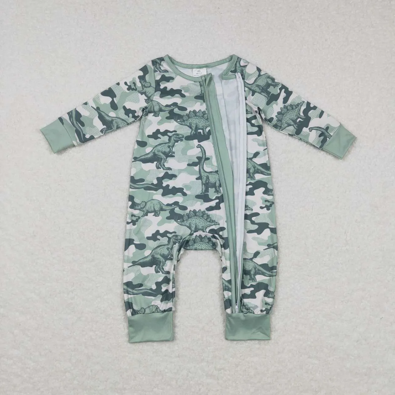 LR0718 baby boy clothes dinosaur camouflage boy zipper romper