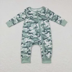 LR0718 baby boy clothes dinosaur camouflage boy zipper romper