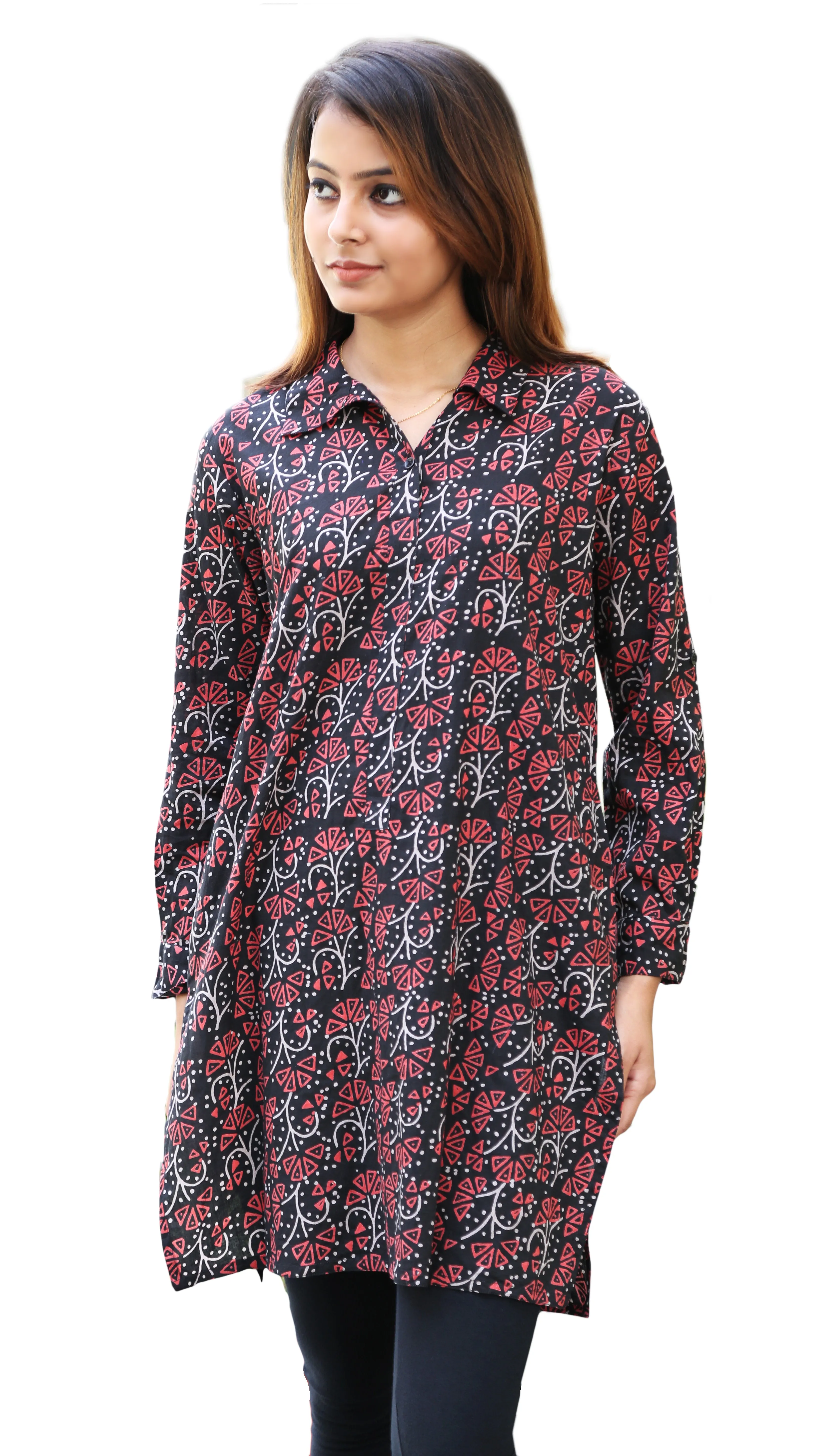 Madhuri Block Print Style Pure Cotton Shirt Tunic