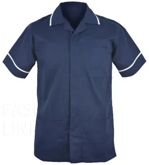 Male Poly Cotton Tunic FNMT01 | Size S to XXL | Navy/White