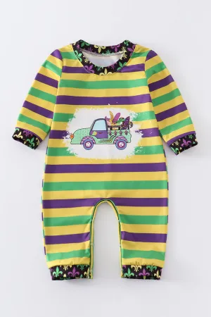 Mardi Gras stripe boy romper