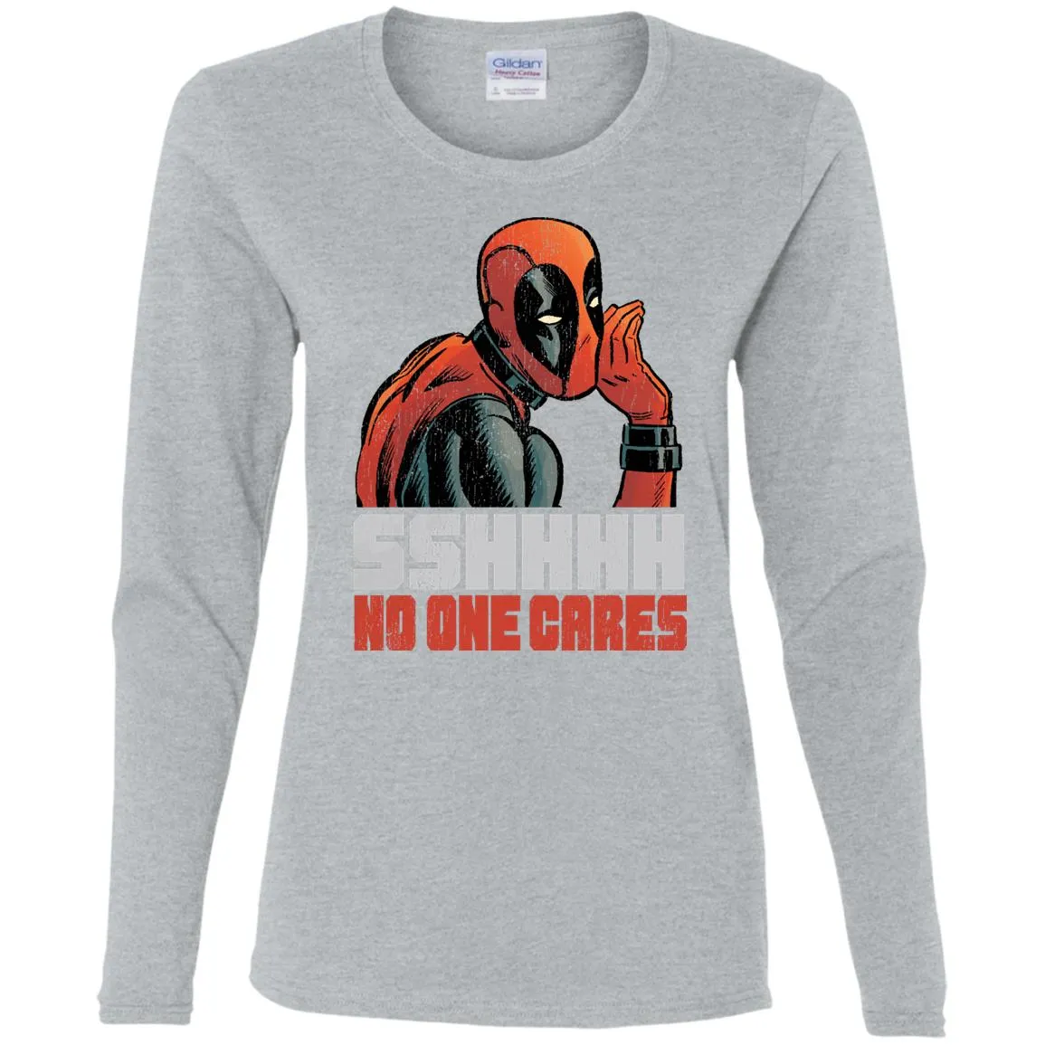 Marvel Deadpool Shhh No One Cares Whisper Women Long Sleeve Shirt