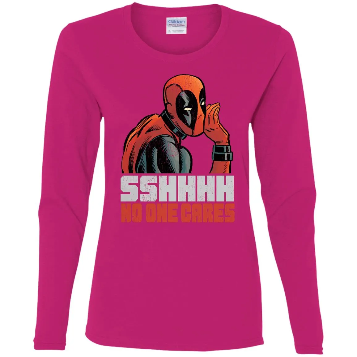 Marvel Deadpool Shhh No One Cares Whisper Women Long Sleeve Shirt