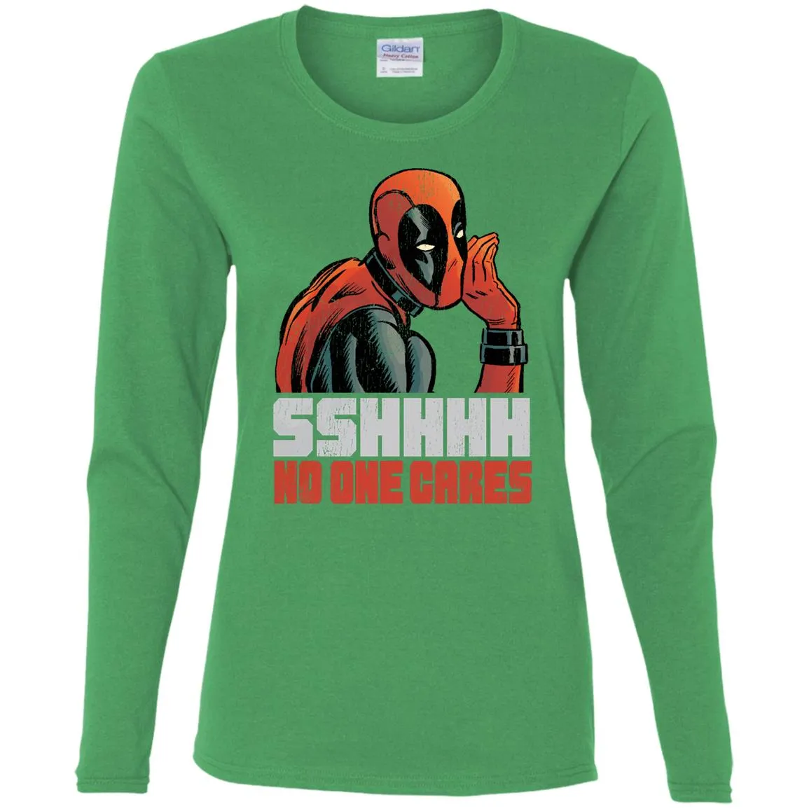 Marvel Deadpool Shhh No One Cares Whisper Women Long Sleeve Shirt