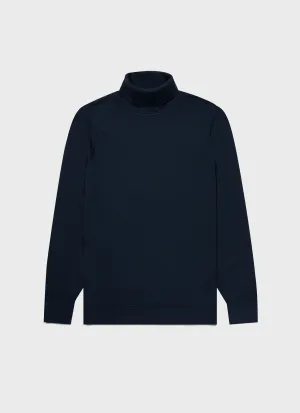 Men's Extra-Fine Merino Roll Neck in Light Navy