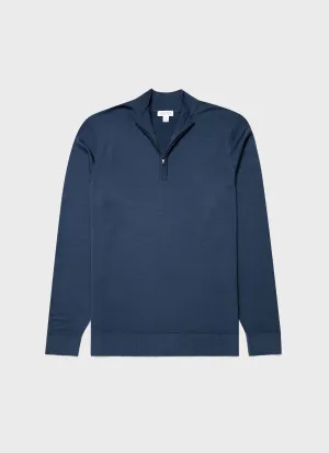 Men's Extra-Fine Merino Zip Neck in Slate Blue