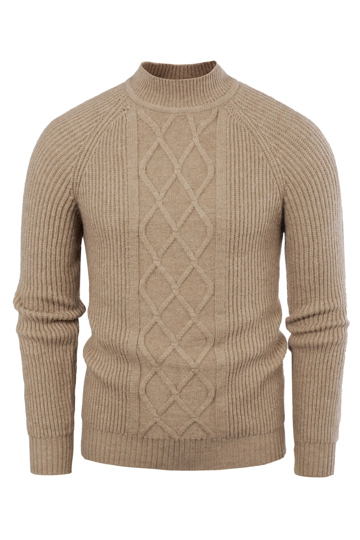 Men's Mock Neck Sweaters Casual Cable Twisted Knitted Pullover Sweaters