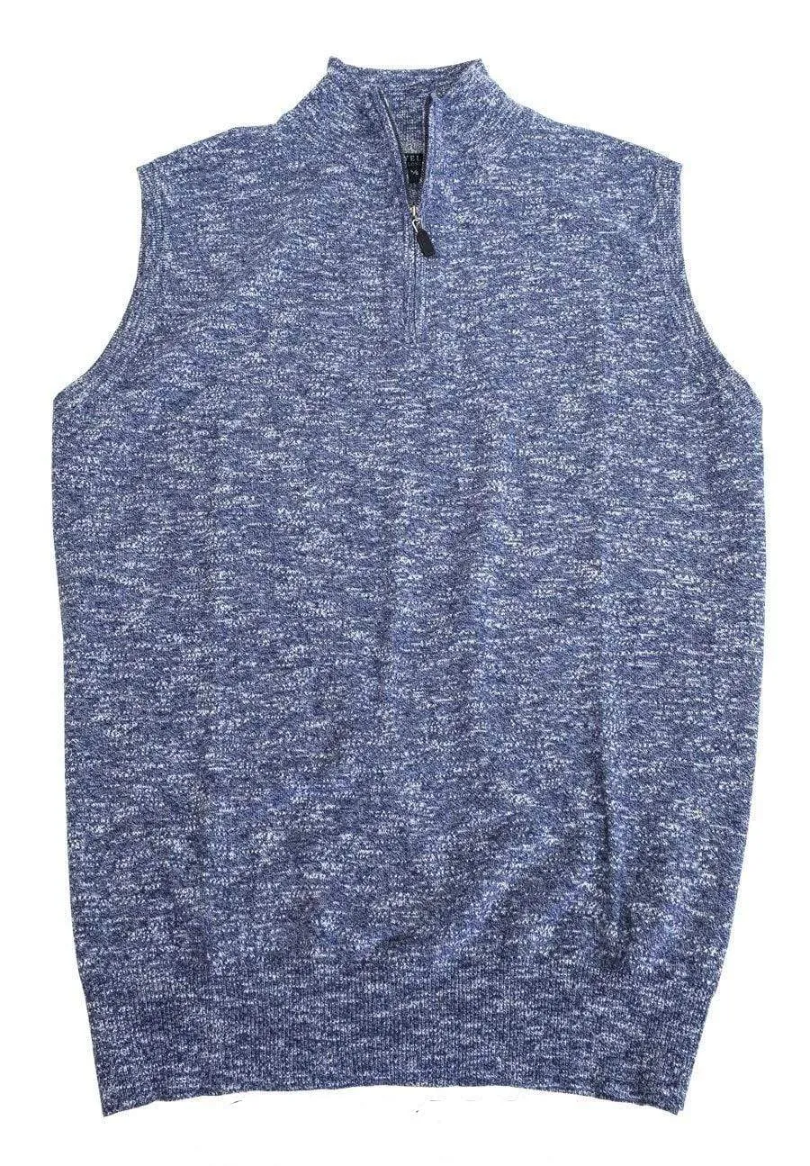 Mens Quarter Zip Mock Neck Light Weight Cotton Sweater Vests Available in 7-Colors