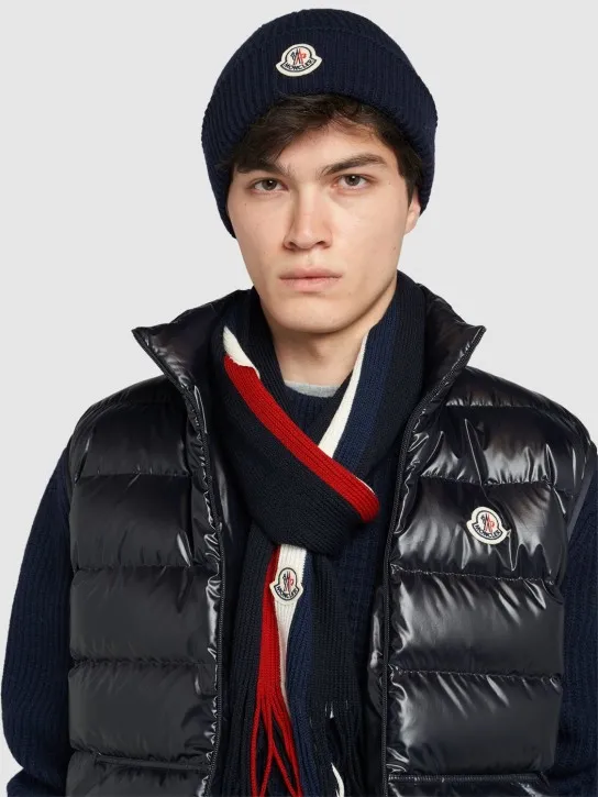 Moncler   Logo detail wool &amp; cashmere beanie 