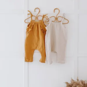 Muslin long leg romper with frills/ without frills