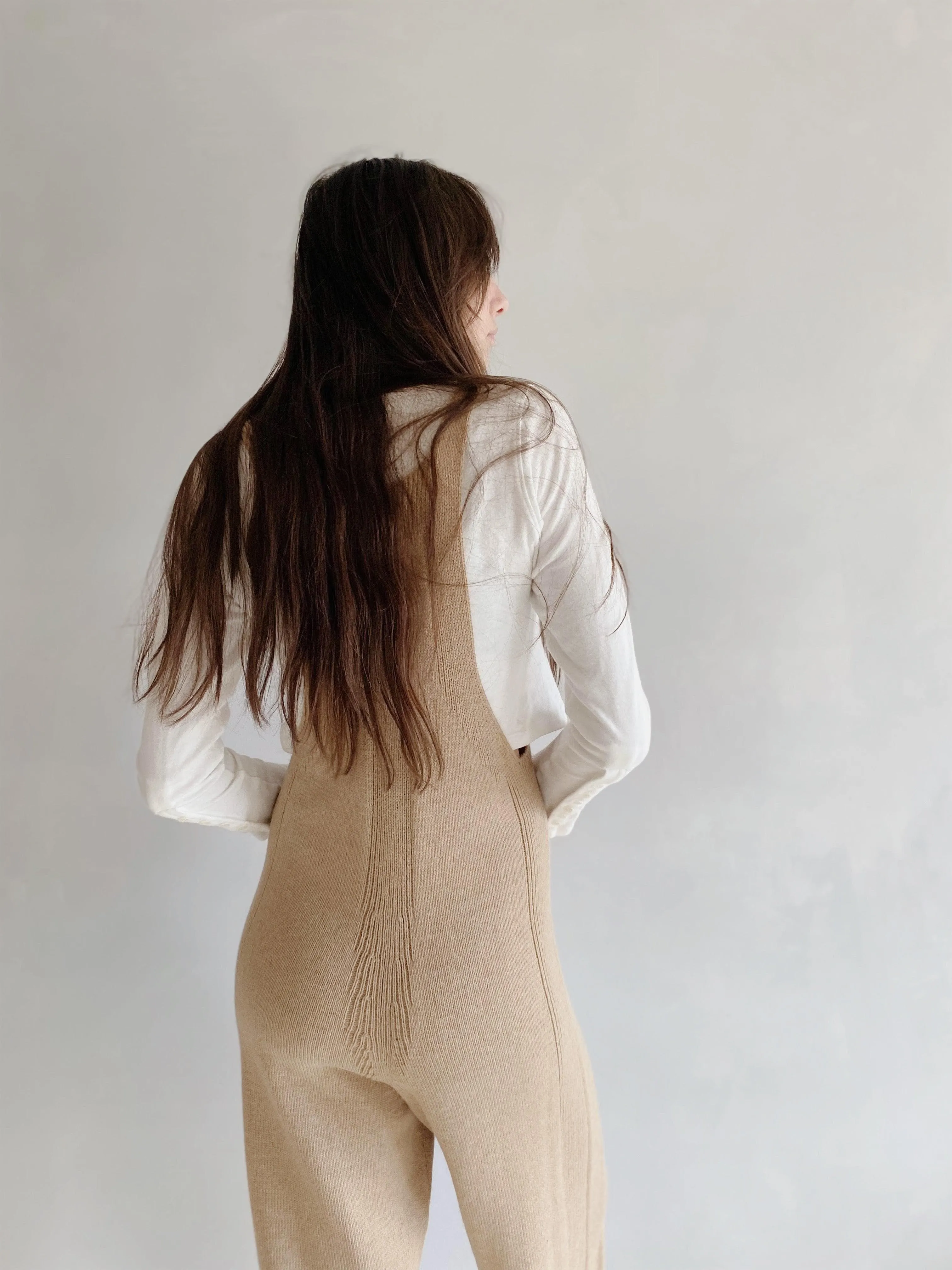 nadi knit overalls in camel