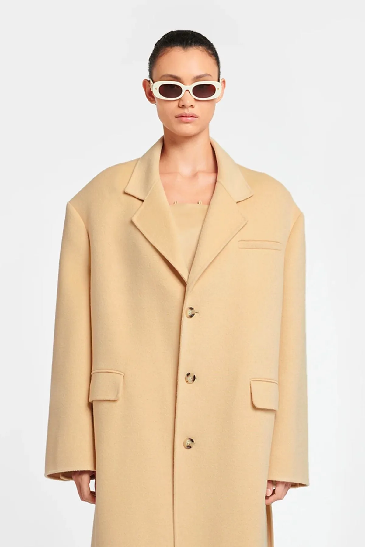 Nanushka Veda Oversized Single Breasted Coat - Creme