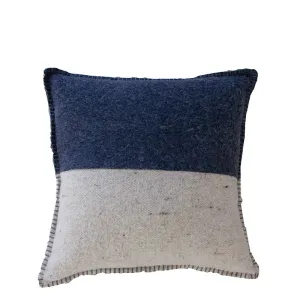 NAVY / GREY MERINO WOOL BLEND CUSHION 45cm x 45cm