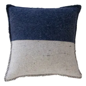 NAVY / GREY MERINO WOOL BLEND CUSHION 55cm x 55cm