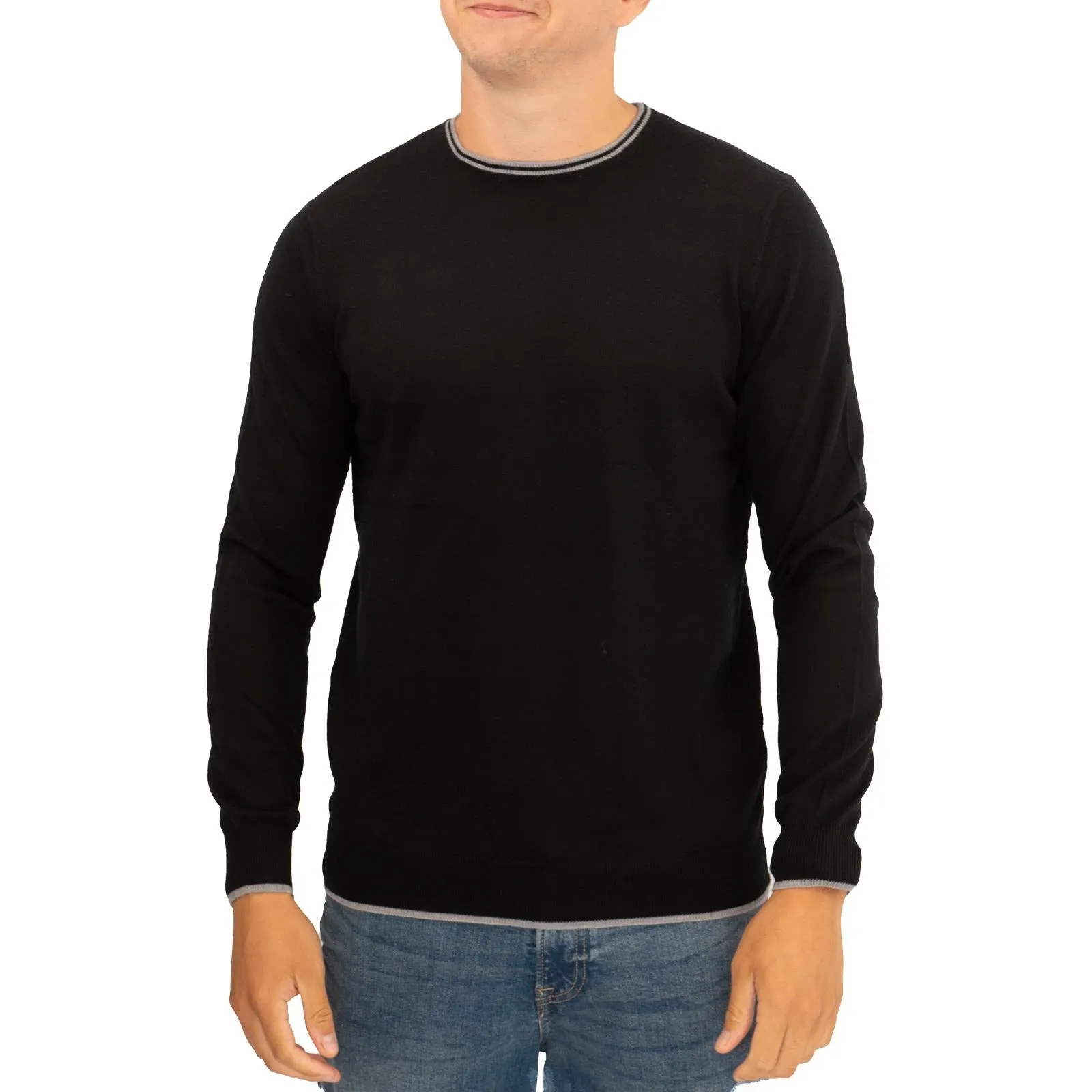 Nicole Farhi Mens Crew Neck Merino Wool Jumper Black