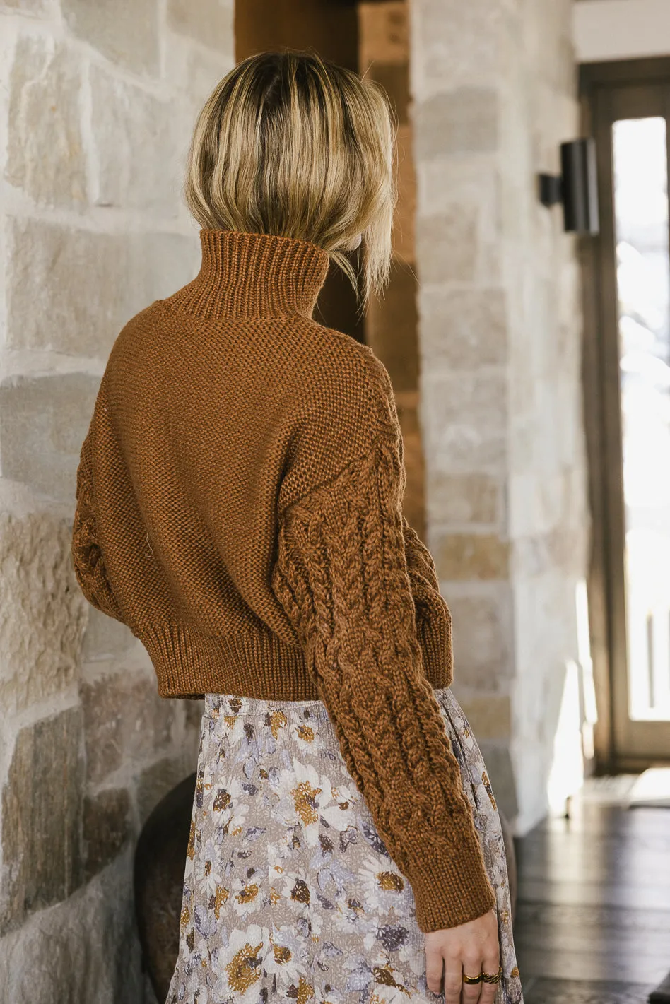 Noah Cable Knit Sweater in Brown