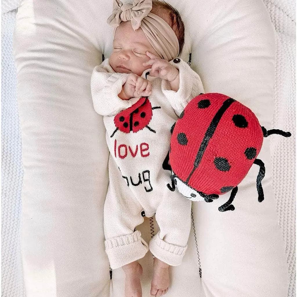 Organic Knitted Baby Romper - "Love Bug"