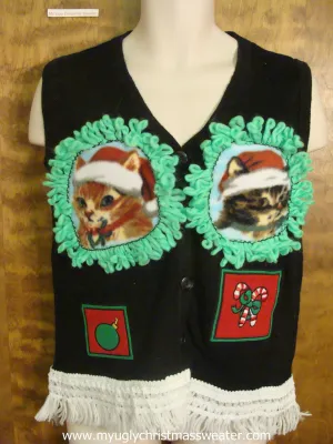 Ornaments and Candy Canes Christmas Cat Ugly Sweater Vest