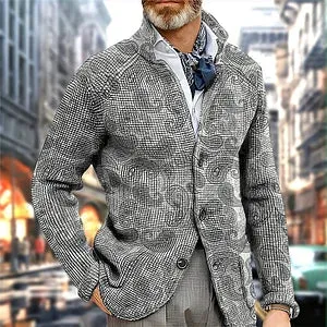 Paisley Fashion Print Wool Coat