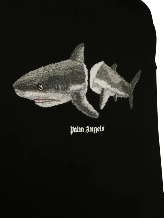 Palm Angels   Shark embroidery cotton sweatshirt 