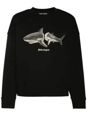 Palm Angels   Shark embroidery cotton sweatshirt 