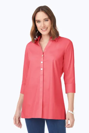 Pamela Stretch No Iron 3/4 Sleeve Tunic, Coral Sunset